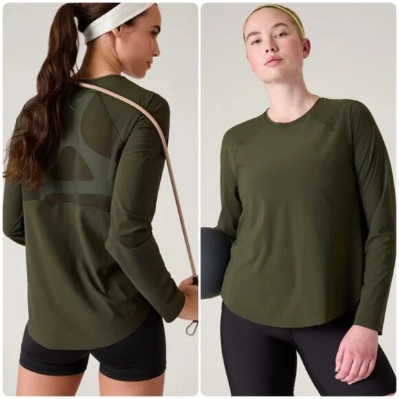 Athleta Tops - Athleta Ultimate Mesh Top Olive Green I Size Large